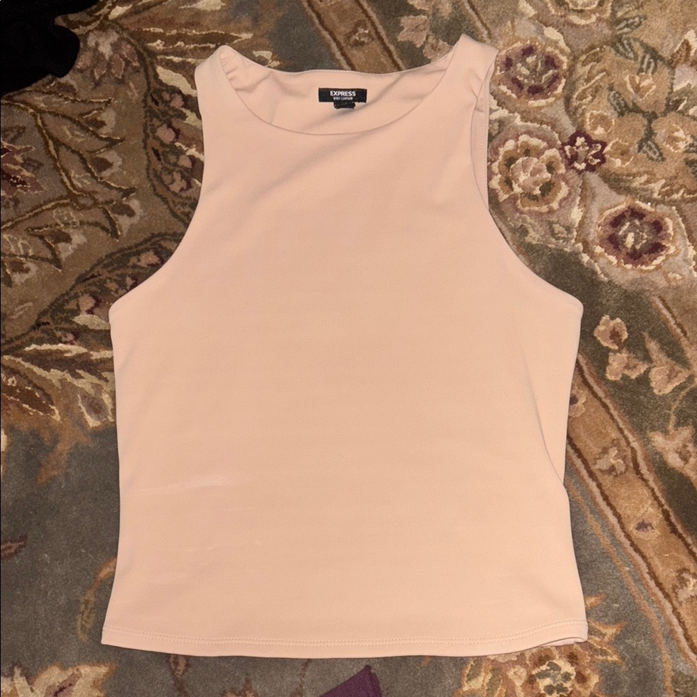 Express Cream Fitted Sleeveless Tank Top